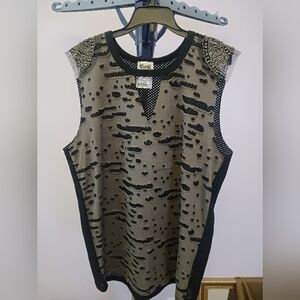 New Vocal Distressed Sleeveless Top with Beaded Details